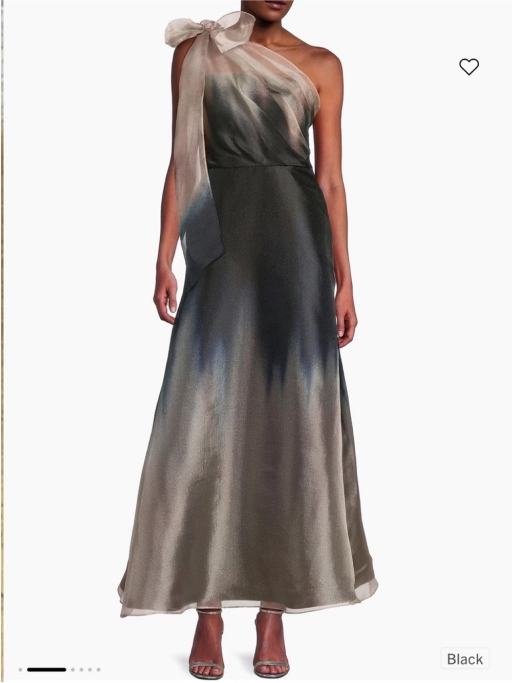 Kay Unger Victoria Ombré One Shoulder Satin Gown Dress - Picture 4 of 11